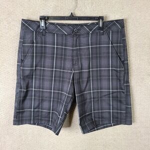 FILA SPORT Shorts‎ Mens 36 Gray Plaid Golf Performance Polyester Casual Stretch